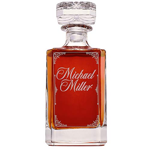 Personalized Whiskey Decanter and Glass Set with Gift Box Option Gifts for Dad Retirement Anniversary Housewarming Bourbon Scotch Whisky - DSG5-750ML SINGLE