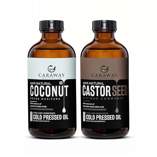 Image of CARAWAY Castor Oil 236 ml with Coconut Oil 236 ml Combo - Promotes Hair Growth