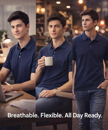 Image of AWG ALL WEATHER GEAR Men's Cotton Blend Polo T-Shirt | Plain Regular Fit | Soft Breathable Fabric | Casual & Formal Wear | Half Sleeve | Collared T-Shirt | Mens Tshirts | Tees for Man