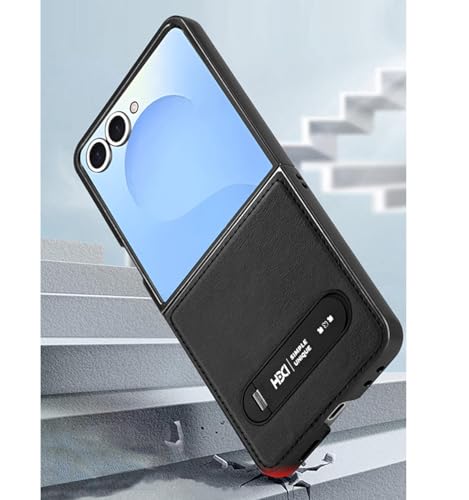 Image of BOUNCEBACK Vegan Leather Back Case Cover for Samsung Galaxy Z Flip 7 5g | Metal Kickstand Back Case Cover for Z Flip7 - (Blue)