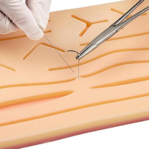 Image of B-Arm Suture Practice Pad for Medical Stitching | Silicone Suture Practice Pad 3 layer (Human skin, Fat, Muscle) | Reusable Medical Student suturing pad compatible for suture kit(Big Size)