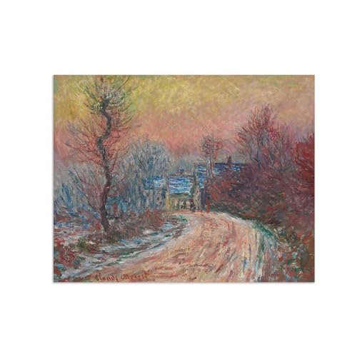 Tableau Claude Monet impression sur toile célèbre paysage d'hiver grande affiche murale 90x70