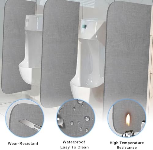 Waterproof Urinal Divider Partition 15.7"x35"WallMounted Privacy Screen for Public Toilets Schools & MallsDurable Easy to Clean Includes Installation Accessories