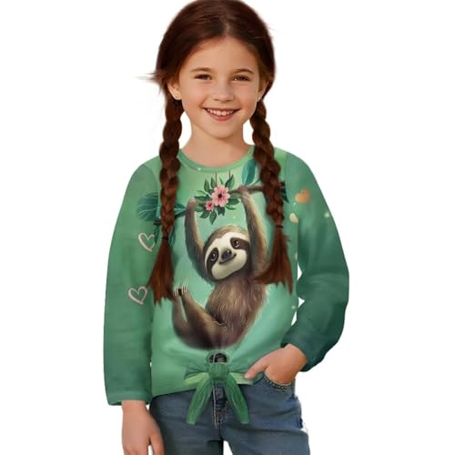 Cute Shirts for Girls Comfy Fall Tops Tie Knot Front Design Tees for Kids 5-12