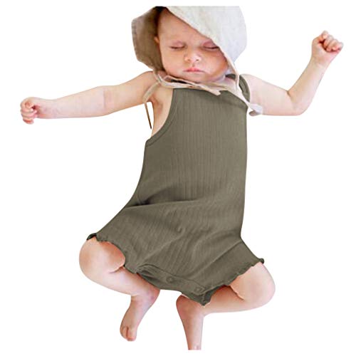 Franterd Baby Girls Straps Rompers, Kid Jumpsuits Piece Pants Clothing One Piece Bodysuit Onesie Outfits Green
