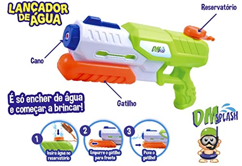 Lançador De Água Dm Splash Brinquedo Infantil Menino Grande Com Reservatório +6 Anos Diversão