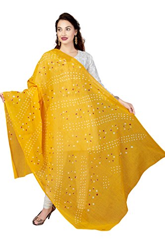 Rani Saahiba Women's Cotton Bandhani Dupatta(SKRDD1498 _Yellow _Free Size)