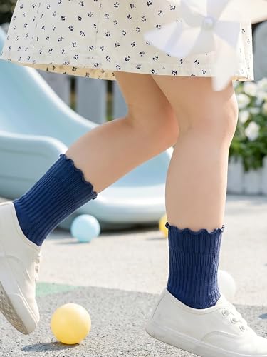 Image of Baby Toddler Girls Socks Grip Ruffle Non Slip Kids Cotton 12 Pack Socks