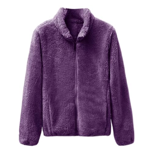 Chaqueta de forro polar para mujer, color negro, sin capucha, chaqueta de peluche, chaqueta de invierno blanca, abrigo de forro polar mullido, chaqueta de felpa ligera, chaqueta de entretiempo con