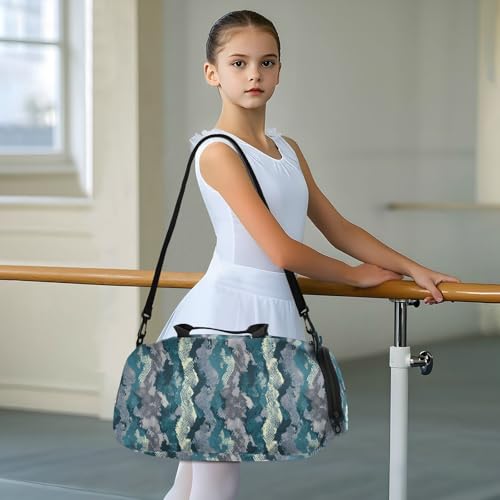 Duffle Bag for Boys or Girls with Shoes Compartment, Cool Snake Skin Pattern Sports Travel Bag Overnight3