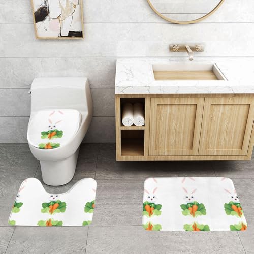 Tapis de salle de bain antidérapant WHJDPP Evite les glissades Lot de 3 pièces WC