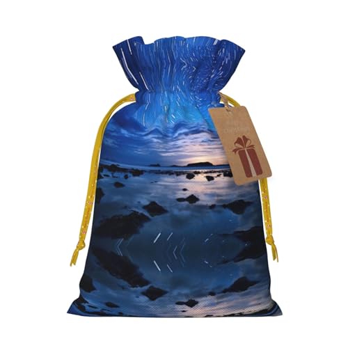 Sacchetti regalo con coulisse con stampa a stelle luminose per feste, caramelle, regali di Natale, decorazione per le vacanze