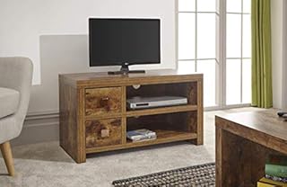 Home Source - Particle Board Study Walnut Effect 2 Drawer 1 Shelf TV Stand Entertainment Unit