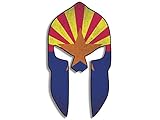 JR Studio 3x5 inch Spartan Helmet Shaped Arizona Flag Sticker -Gun Molon Labe Tea az Roman Vinyl...