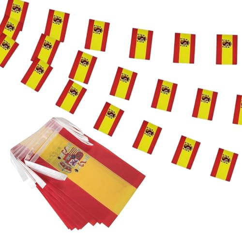 Image of Spain Flags Spanish String Flag Banners for Patriotic Events Independence Day Sports Bars Inside Outside Decorations 33 Feet 30 Flags