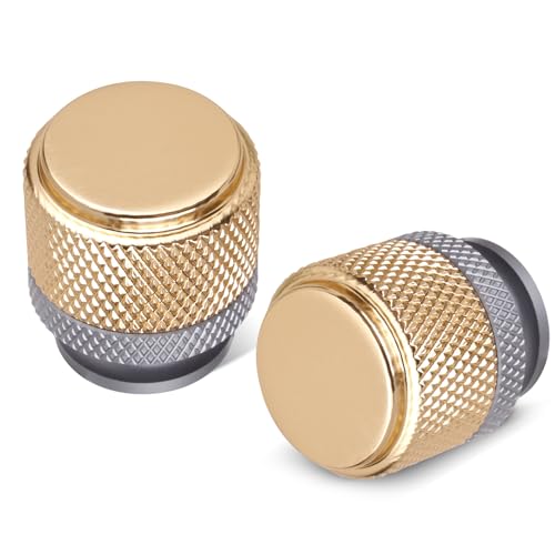 Yagman 10 Pack Knurled Cabinet Knobs Kitchen Cabinet Handles Polished Gold & Matte Gray for Drawer Dresser, Cupboard and Wardrobe Aluminum Hardware KL-MG-K10