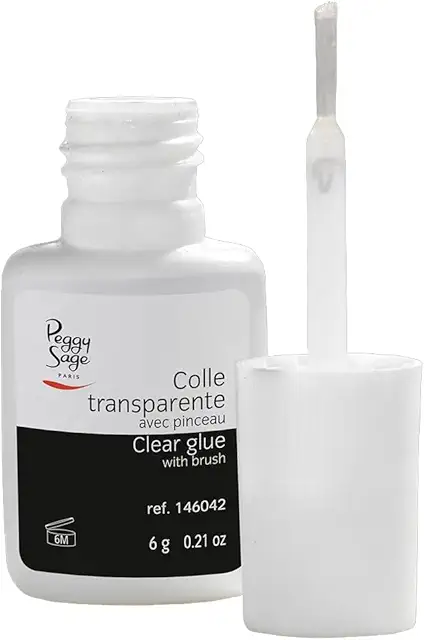 Colle transparente Peggy Sage pour faux ongles - 6g avec pinceau