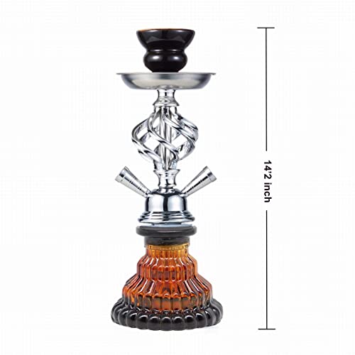 Shisha-Set 2 Schlauch 14,2" Shisha mit Mini-Kürbis-Glassockel Keramik-Huka-Schüssel Verbesserte Shisha tragbares Shisha-Becher-Set – Bild 3