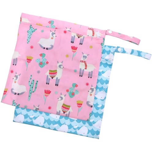 Abaodam 2 Piezas Bolsa Pañales Portátil Unidades con Diseño Estampado Bolsa Seca y Húmeda Reutilizable para Viaje y Guardería