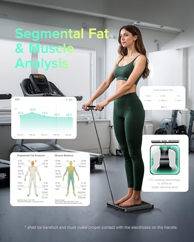 RunStar Körperfettwaage, 8-Elektroden-Ganzkörperanalyse mit 28 Körperwerten, App-Synchronisierung, BMI, Muskelmasse – Hochpräzise Digitale Waage mit 3-Stufigem Display 5
