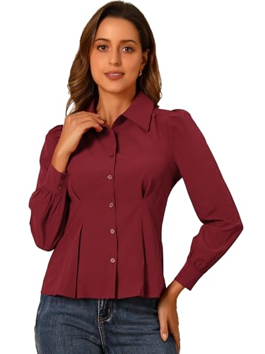 Chemisier à manches longues femme vêtement de bureau boutonné chic à volants