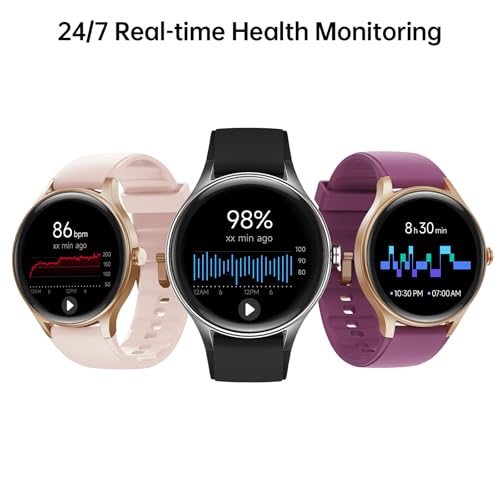 Image of Woneligo Smart Watch for Men Women,1.57inch AMOLED Touchscreen Fitness Watch for iPhone & Android,Heart Rate /Sp02 /Sleep Monitor,110+ Sport Modes IP68 Waterproof Bluetooth Calls,2 Bands (Black, 1.57)