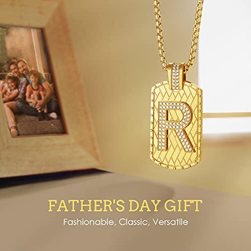 ETEVON Gold Initial Necklace for Men A 