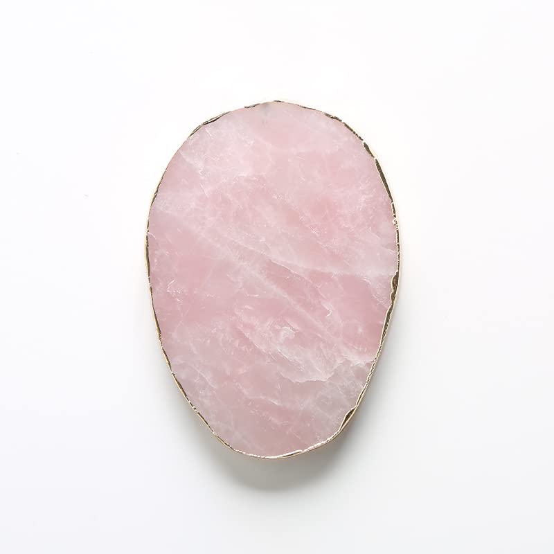 soulnioi Healing Crystal Natural Polished Undrilled Agate Stone Slices Irregular Geode Slices with Gold Edge for Wedding Party Cards Gifts DIY Reiki Desk Decor (Pink