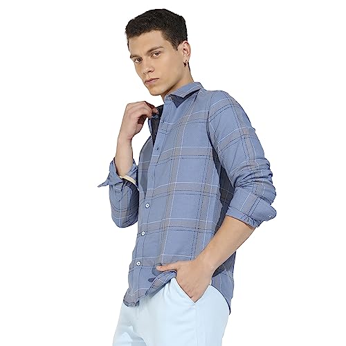 Image of CAHOOT Men's Button Up Regular Fit Shirt for Casual Wear | Regular Sleeve | Spread Collar | Button Closure | Shirts Crafted with Comfort Fit for Everyday Wear