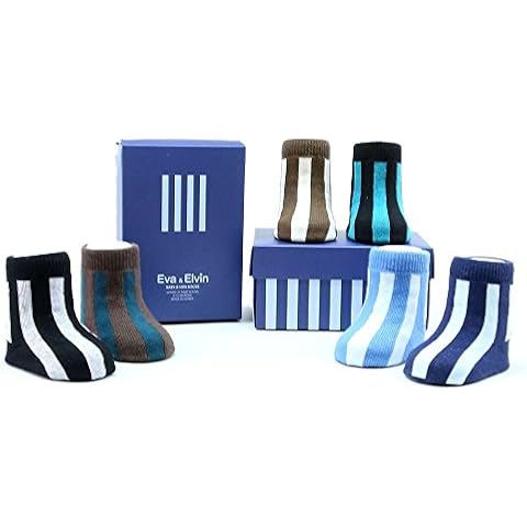 Agibaby Stripes non skid 6 pair Baby Socks Set, 0-12 months, with Stylish Box & Socks Design Cover