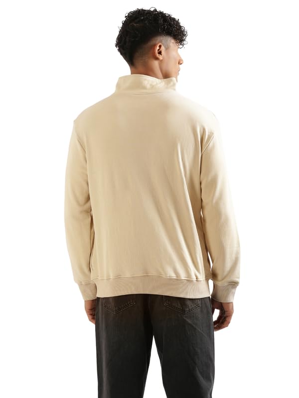 Image of SAADAA Unisex Zip Neck Sweatshirt | Quarter Zip High Neck | Cotton-Blend Fleece| Winter Wear Sweatshirt with Pockets | Casual Fit
