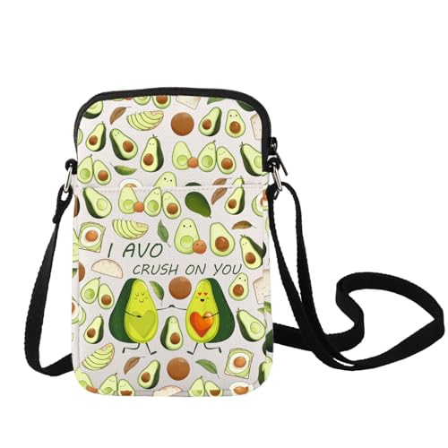 LEVLO Funny Avocado Crossbody Bag Avocado Lover Inspired Gift I Avo Crush On You Avocado Shoulder Bag Fruit Avocado Merch