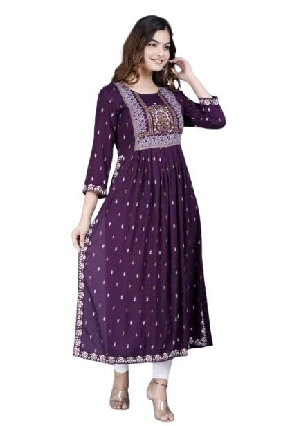 Brask India Women's Printed Rayon Naira Cut Kurta