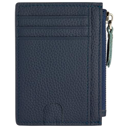 Image of Slim Wallet for Women Small Leather RFID Blocking Credit Card Holder Minimalist Wallet with Coin Purses & Pouches,S Deep Blue