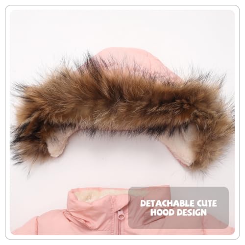 Image of Baby Boy Winter Coat Toddler Girl Hooded Puffer Jacket Fur Collar Down Outerwear