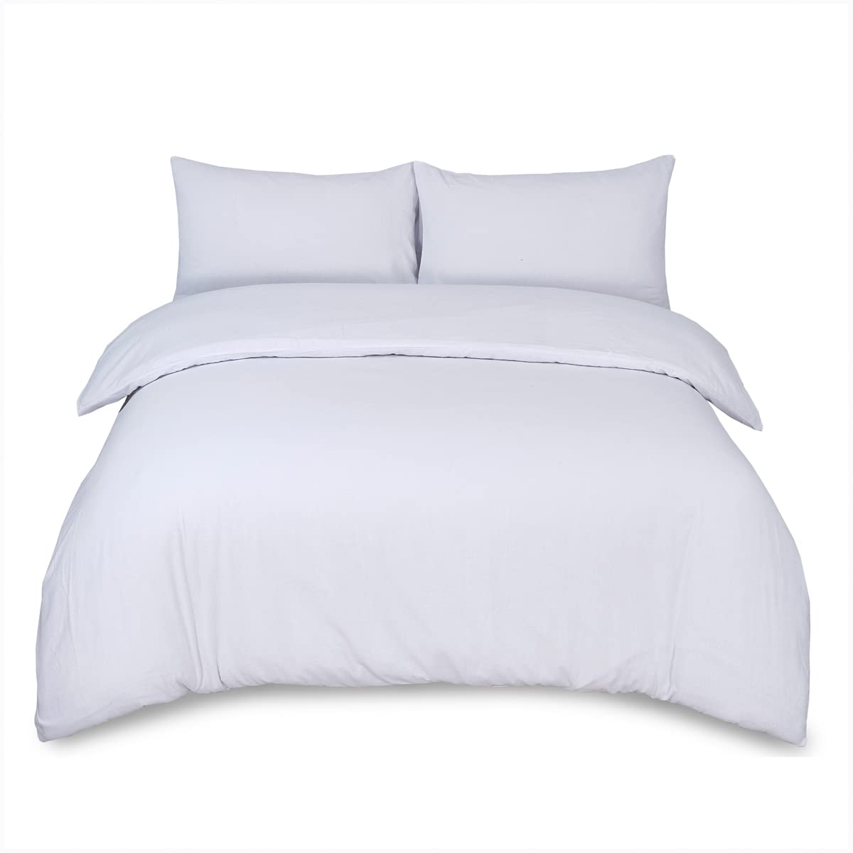 Gc Gaveno Cavailia White Plain Dyed Bedding Sets, Brushed Cotton Duvet Sets King Size, Reversible Flannelette Quilt Cover,