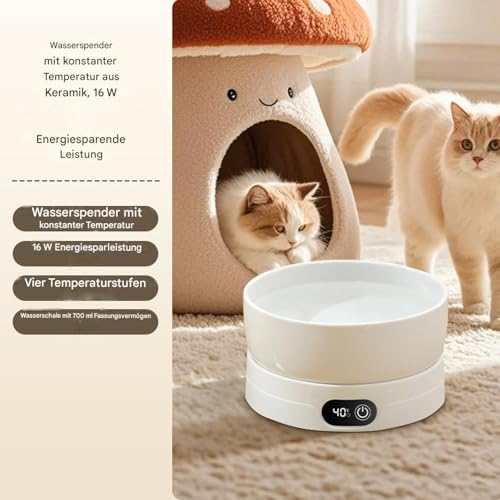 Mihauuke Beheizter Hundenapf - 4 Temperatur Einstellungen Winter Trinknapf | Thermischer Katzen Wassernapf - Für Hühner Vögel Und Andere Tiere Wie Welpen Und Kätzchen