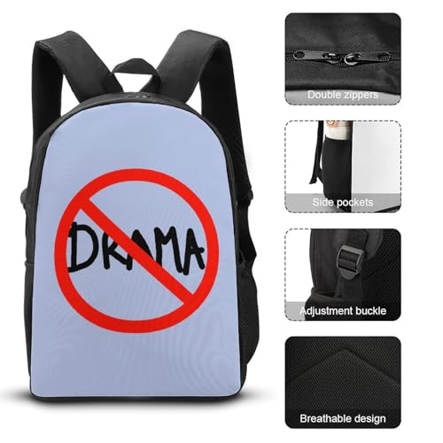 Have Funny No Drama Classic Backpack Lunch Bag Pencil Case 3 Piece Set Travel Daypack3