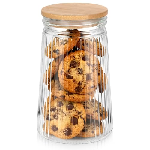 Vilde Recipiente de cristal para 1 lote de productos con tapa y junta, 1 L – Recipiente para frutas y verduras – Alimentos