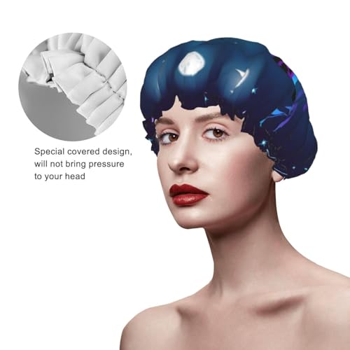 Bonnet de douche réutilisable pour femmes cheveux longs imperméable goth