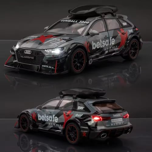 Image of SPITEN Audi RS6 Militery Supercar 1:24 Diecast Scale Model Metal Pull Back Toy car for Kids with Openable Doors & Light, Music Toy Vehicle for Kids - Colors as Per Stock