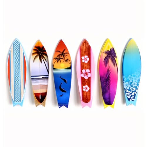 1:12 Scale Miniature Surfboard For Collectible Displays, 6Pcs Summer Beach Scene Prop, Surfboard Cupcake Toppers Diorama Supplies, Tiny Surfboard For Crafts And Desktop Decor