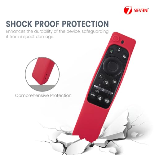 Image of 7SEVEN Compatible with Samsung Tv Remote Cover Suitable Model BN59-01XXXX Series Case to Protect Remote Control from Physical Damage, Ensure Smart Remote with 3 Hotkeys at Last Row Only Fit (RED)