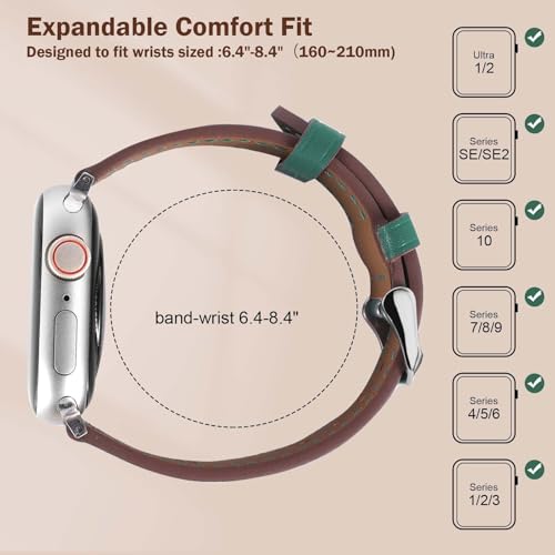 Genuine Leather Band Compatible with Apple Watch Bands for Women Men 49mm 46mm 45mm 44mm 42mm 41mm 40mm 38mm, Soft Leather Replacement Strap for iWatch Ultra/SE/Series 11 10 9 8 7 6 5 4 3 2 1
