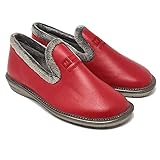 Zapatillas de casa Nordikas Invierno comodas de Mujer Made In Spain piel rojo cerrado