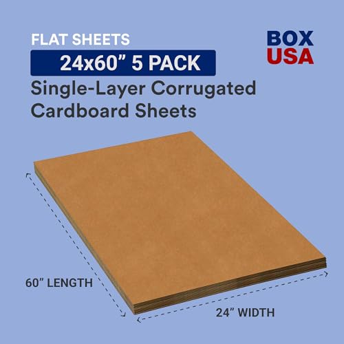 Box Usa BSP2460 Corrugated Cardboard Sheets 24 Inch X 60 Inch (5 Pack) Large Card Board thumb #1