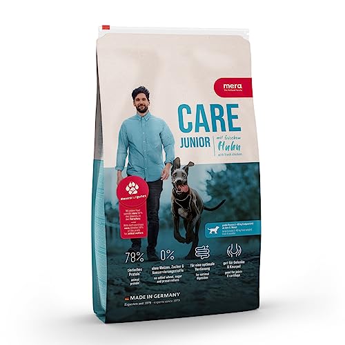 mera Care Junior Huhn (1kg), Hundefutter für Welpen bis zum 12. Monat, mit 78% tierischen Protein, ohne Weizen