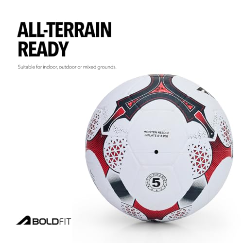 Image of Boldfit Blaze Football Practise Foot Ball Training Match Football Size 5 Original for All Ages Group Rubber Moulded Standard Sports Foot Ball for Ground, Grass, Turf