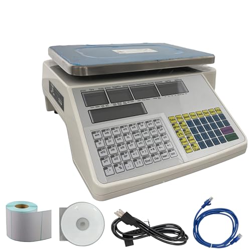 WYDDDARY Five-Window Without Vertical Pole Digital Price Computing Scale 66lb/30kg Thermal Printer with One Roll of Thermal Label for Food Meat Deli Fruit Market 110V