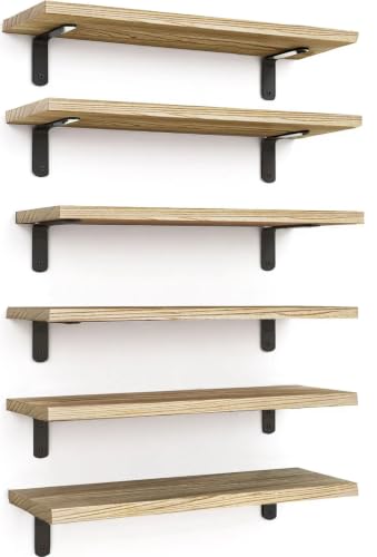 Loopsee Floating Shelves for Wall Shelf 6 Wooden Rustic Walls Shelfs Unit